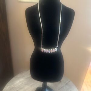 Elegant Silver Necklace with Iridescent Accents